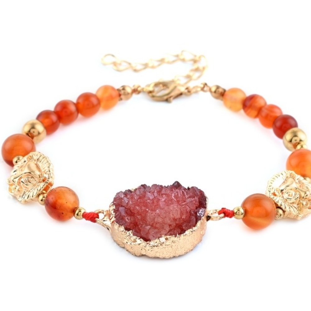 NWT Red Drusy Quartz Red Agate Bracelet